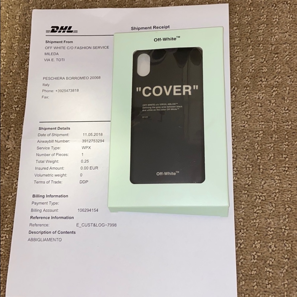 Used off white phone case